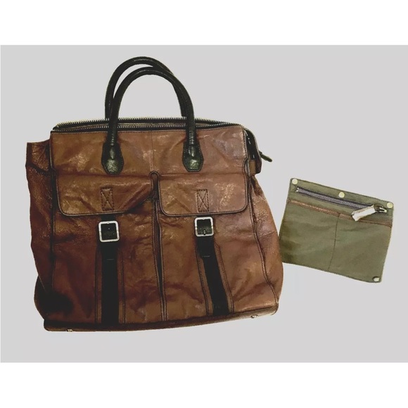 A.toy Geordon Handbag Italian lambskin Leather Tote & Pouch Brown Discontinued - Picture 5 of 15